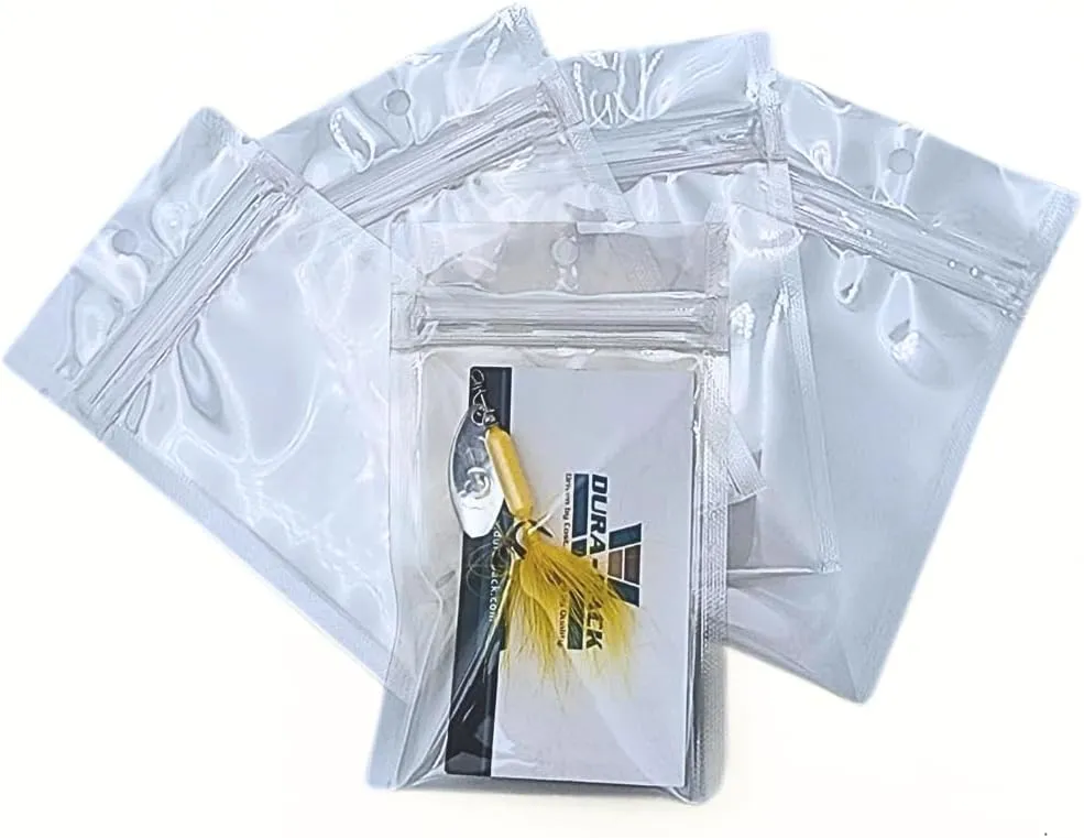 100 Pack Clear Fishing Lure Odor-Proof Reclosable Heat Sealable, Poly Flat Pouch Color: Clear | Fishing Bait | Leak Proof | Waterproof | Soft Bait Storage | Tackle (5"H x 3"W) Outer Dims