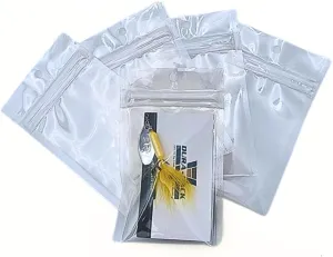 100 Pack Clear Fishing Lure Odor-Proof Reclosable Heat Sealable, Poly Flat Pouch Color: Clear | Fishing Bait | Leak Proof | Waterproof | Soft Bait Storage | Tackle (5"H x 3"W) Outer Dims