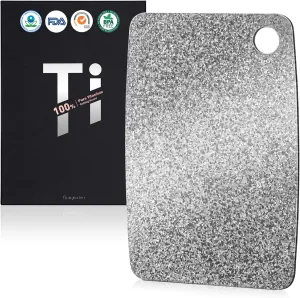 100% Pure Titanium Cutting Board – EPA-Certified Antibacterial Cutting Boards, Double-Sided Pure Titanium Cutting Board for Kitchen and Outdoor Cooking (12"x8")