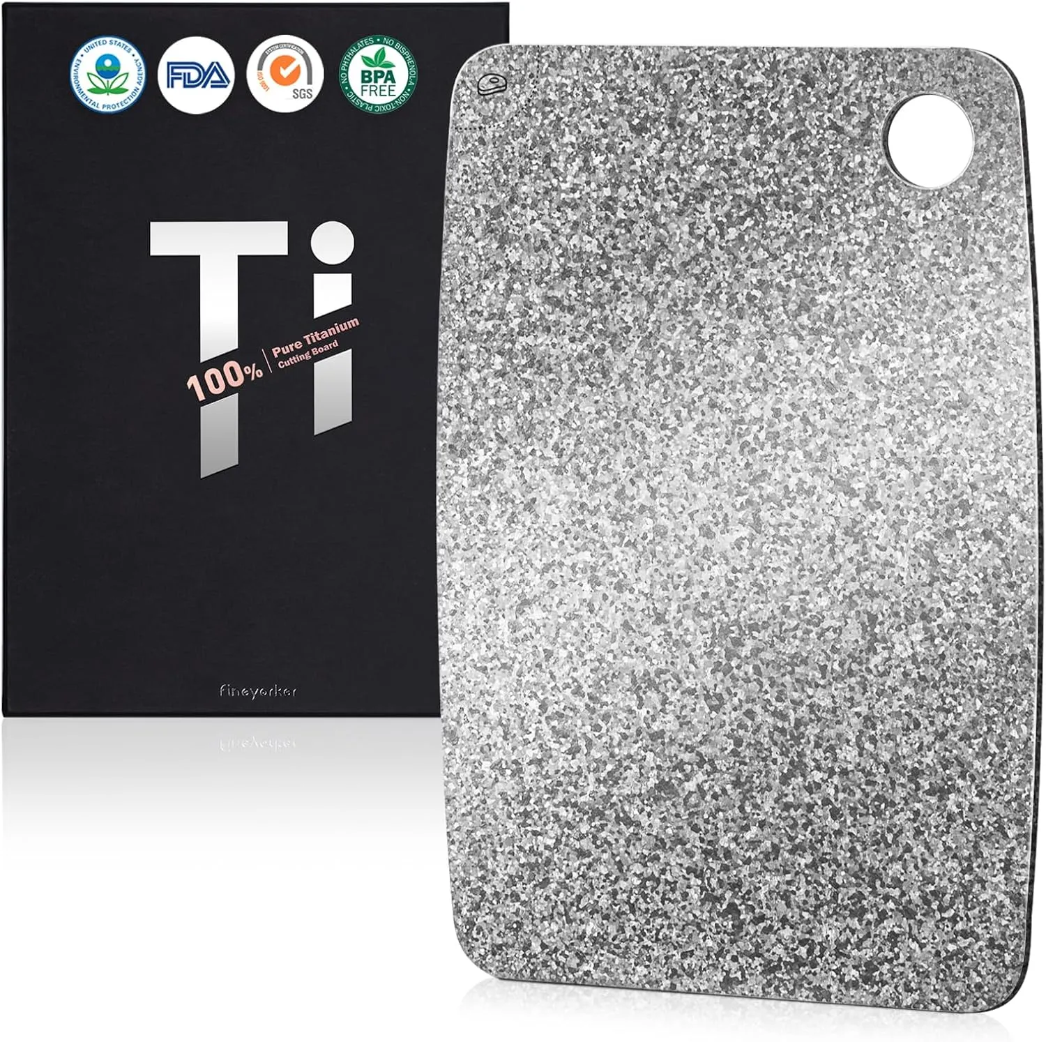 100% Pure Titanium Cutting Board – EPA-Certified Antibacterial Cutting Boards, Double-Sided Pure Titanium Cutting Board for Kitchen and Outdoor Cooking (12"x8")
