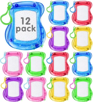 12Pcs Mini Magnetic Drawing Board,Erasable Mini Doodle Boards for Kids,Backpack Keychain Clip Drawing Boards,Portable Small Writing Pad for Boys Girls Party Favor Classroom Rewards Goodie Bag Filler