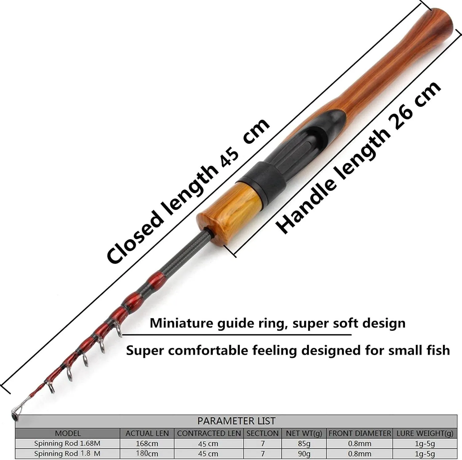 1.80m1.68m Super Soft Carbon Fiber Lure Fishing Rod, 41cmMini Fishing Rod, Telescopic Rotating Bait Fishing Rod, Bait Weight 1-5g, Fishing Rod for Children Beginners, Carp Rod ZYHYD