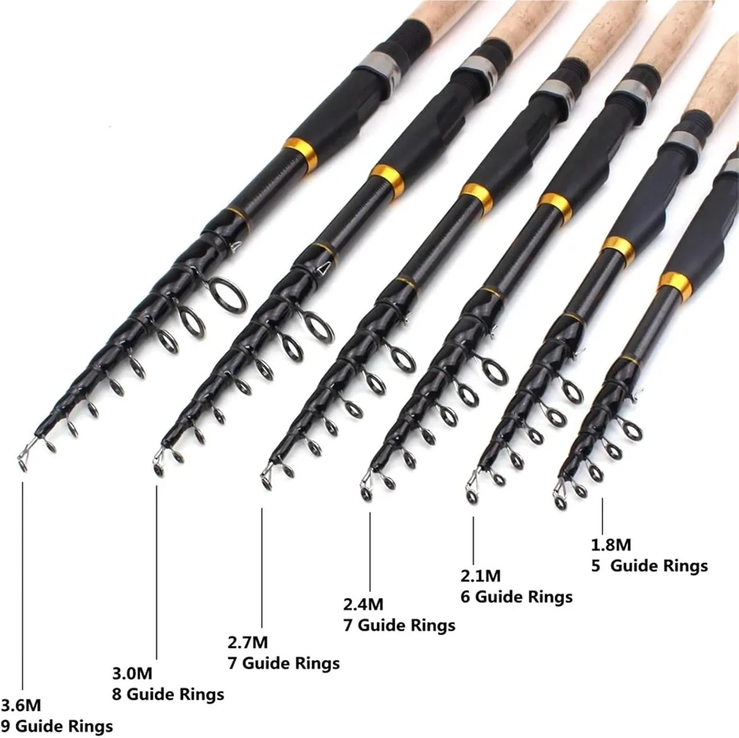 1.8m-3.0m Multifunction Spinning Rod Carbon Fishing Fish Pole Telescopic Travel Fishing Rod Ultrashort Fishing Tackle for Outdoor