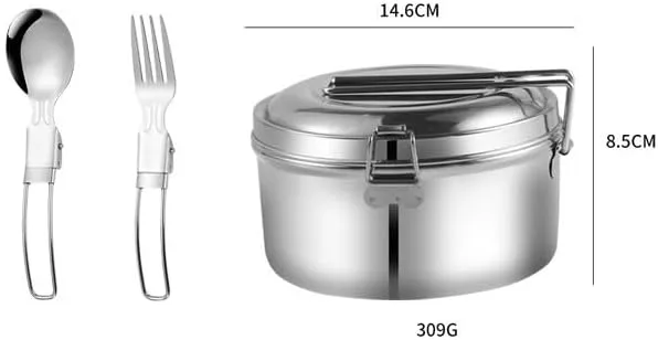 1SET Hiking Portable 304 Stainless Steel Double-layer Cutlery Set Folding Fork Spoon Chopsticks(S2)