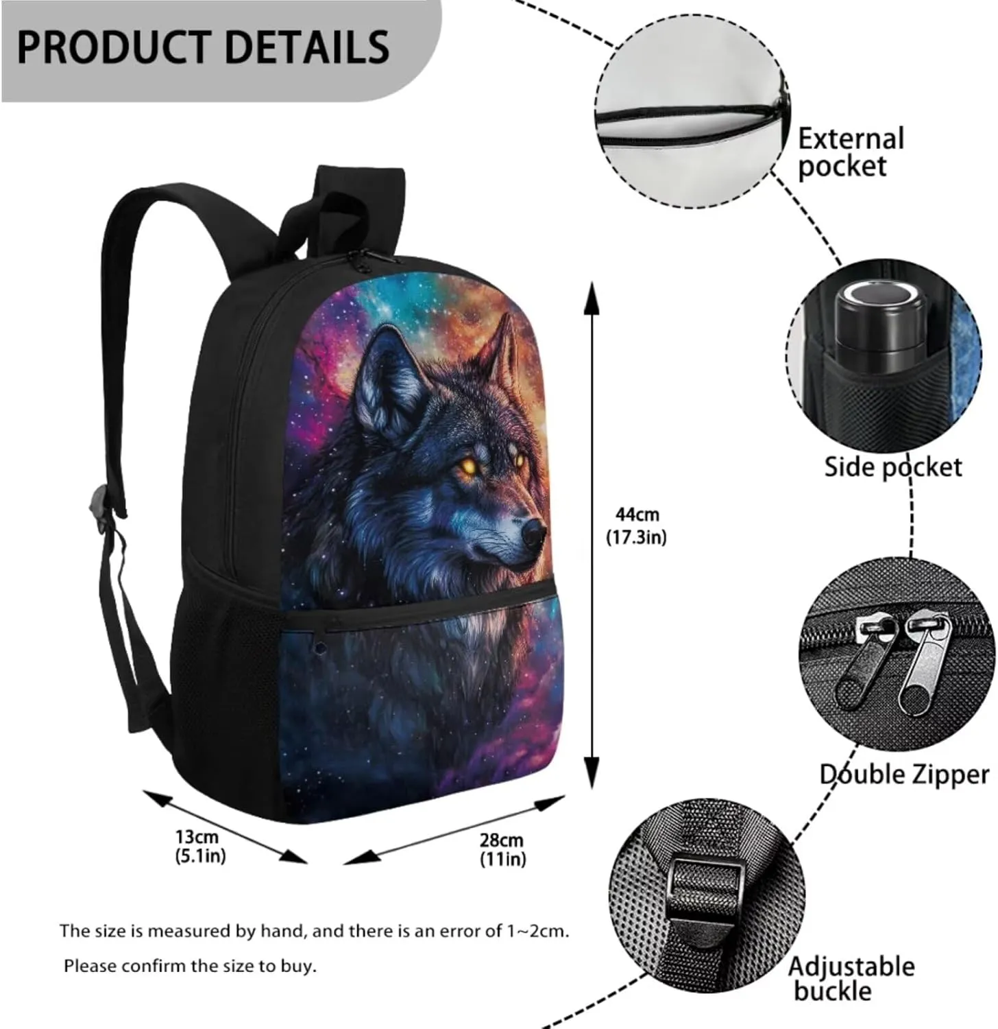 1st Grade Backpack Boys Cool Wolf Backpacks for Boys with Lunch Box Kids Bookbag with Lunch Box 4-in-1 Students Back to School Gifts Bag for Elementary Kindergarten