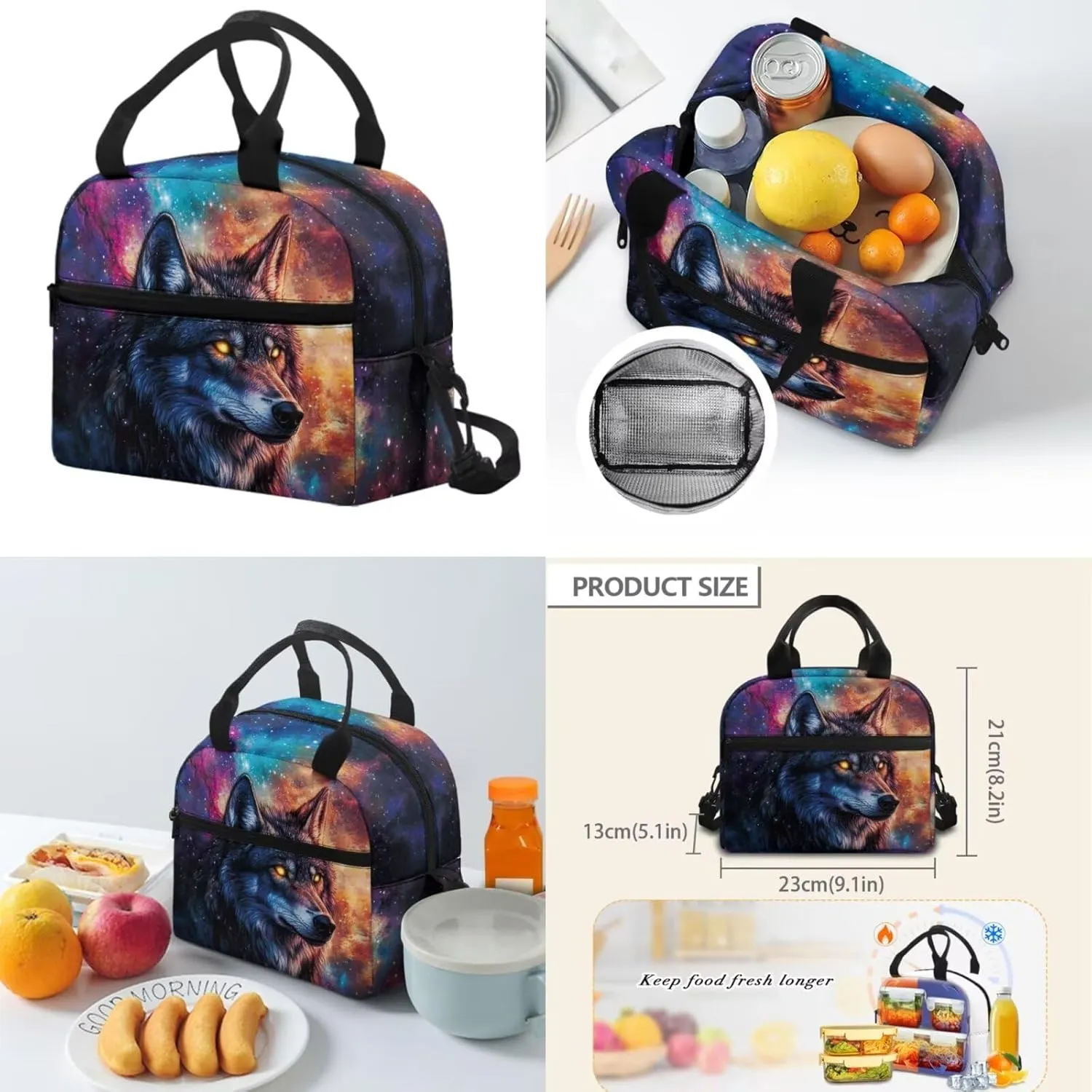 1st Grade Backpack Boys Cool Wolf Backpacks for Boys with Lunch Box Kids Bookbag with Lunch Box 4-in-1 Students Back to School Gifts Bag for Elementary Kindergarten