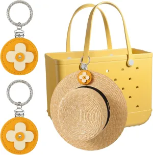 2 Pack Flower Hat Clip for Travel On Bag, Travel Hat Brim Clip for Hanging Handbag Backpacks Luggage, Hat Holder Outdoor Travel Accessories for Women (Yellow)