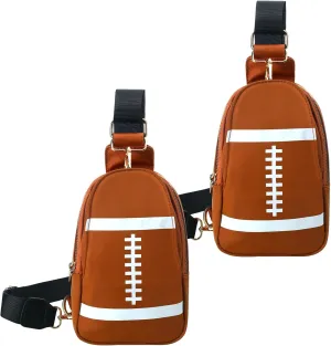 2 Pcs Football Sling Bag Sport Crossbody Bag for Women Rugby Chest Purse for Travel Hiking Lightweight Backpack