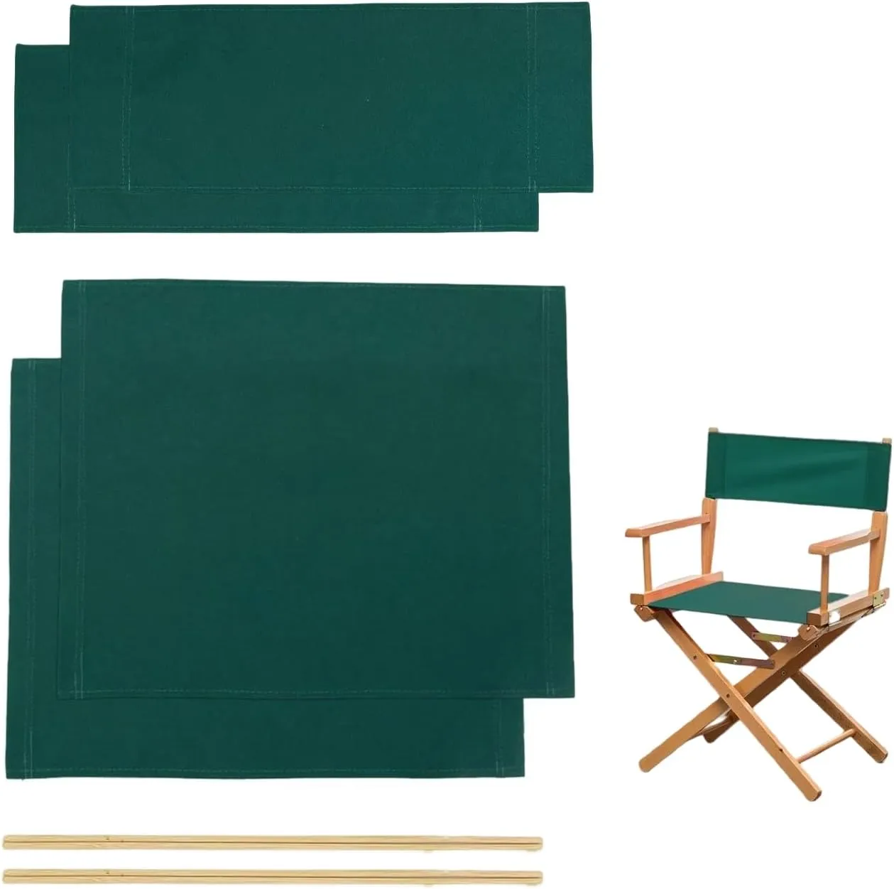 2 Set Director Chair Canvas Replacement with Wood Stick,21.2" L x 16.1" W/21.2X 7.8 Portable Replacement Cover Canvas for Directors Chair，Casual Director Chair Replacement Canvas (Army Green)