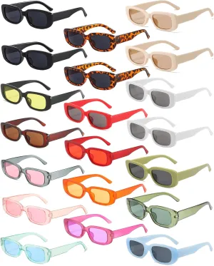 20 Pairs Rectangle Sunglasses Trendy Small 90s Retro Y2K Glasses for Women Men Vintage Square Party Sunglasses