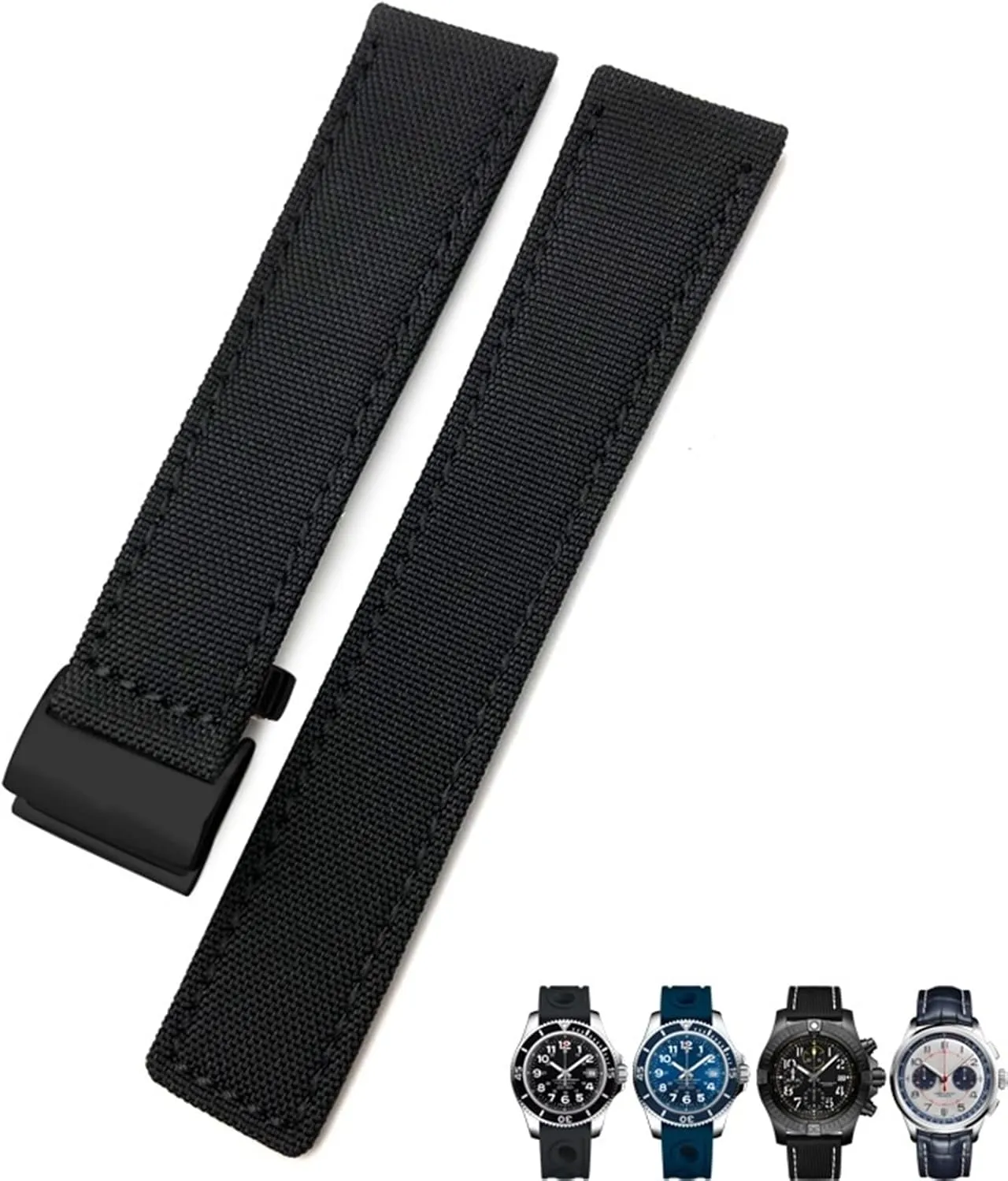 22mm Canvas Nylon Watch Strap Blue Green Watch Band For Breitling CHRONOMAT NAVITIMER SUPEROCEAN For Men Bracelet