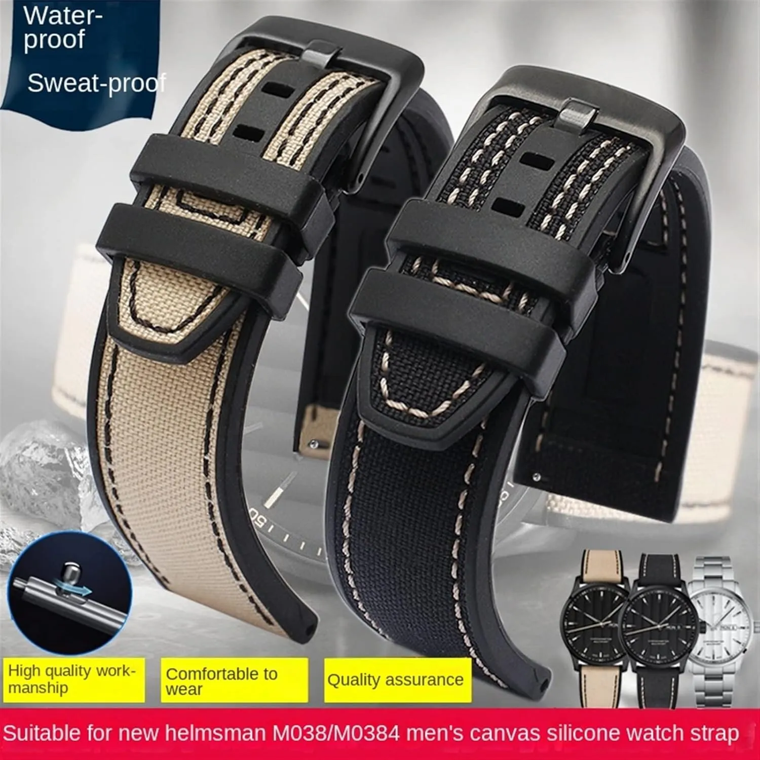22mm canvas Rubber Watch Strap Men Wrist Band Bracelet for Omega Series soft watchband Bracelet