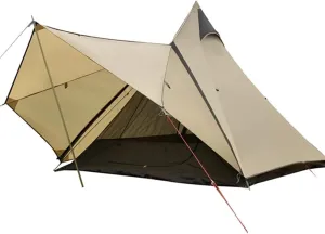 3-4 Person Camping Family Teepee Tent Outdoor Double Layers Indian Tent Suitable for Camping Hiking Holidays, 320X240X200CM, Yellow