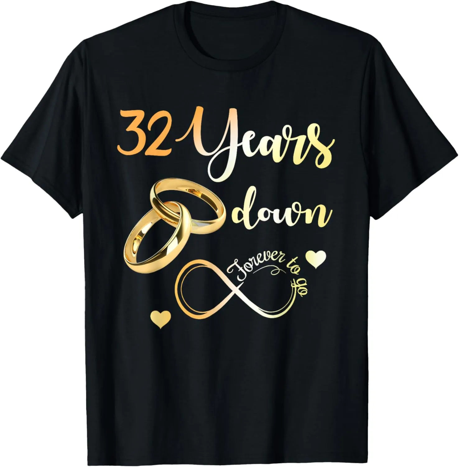 32 Years Down Forever To Go 32nd Wedding Anniversary Couple T-Shirt