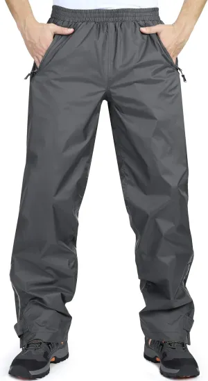 33,000ft Men's Rain Pants, Waterproof Rain Over Pants, Windproof Outdoor Pants for Hiking, Fishing