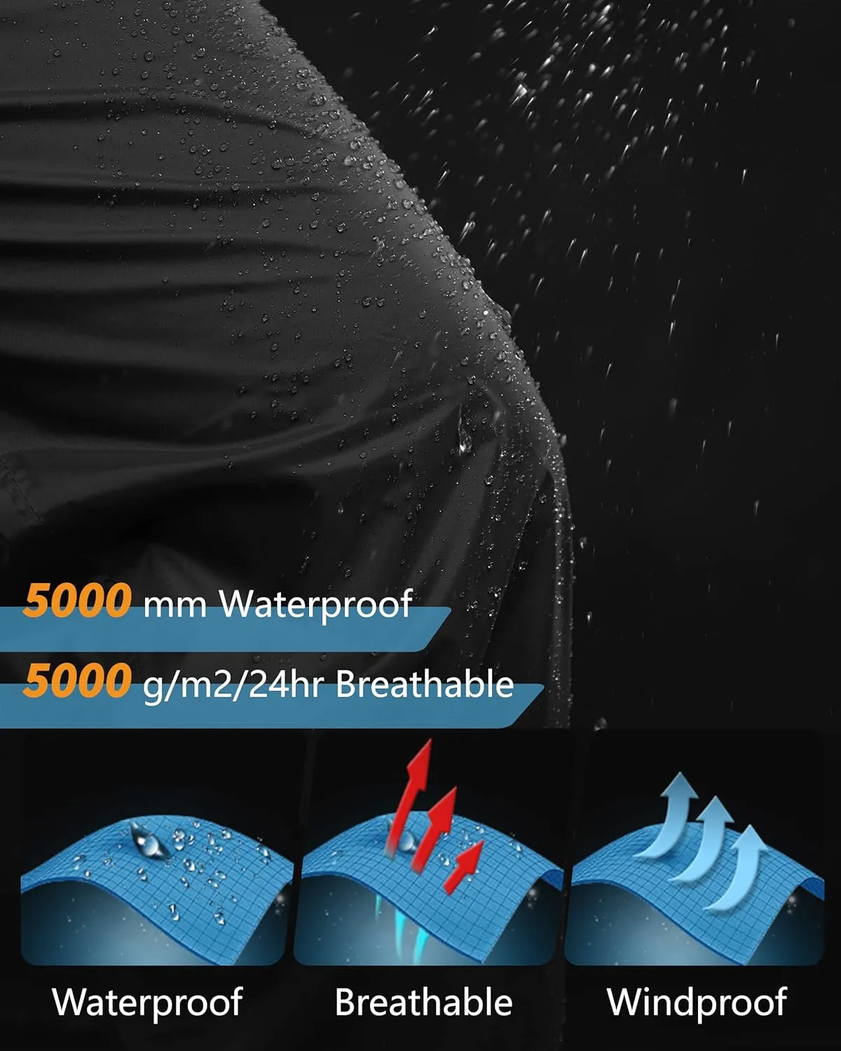 33,000ft Men's Rain Pants, Waterproof Rain Over Pants, Windproof Outdoor Pants for Hiking, Fishing