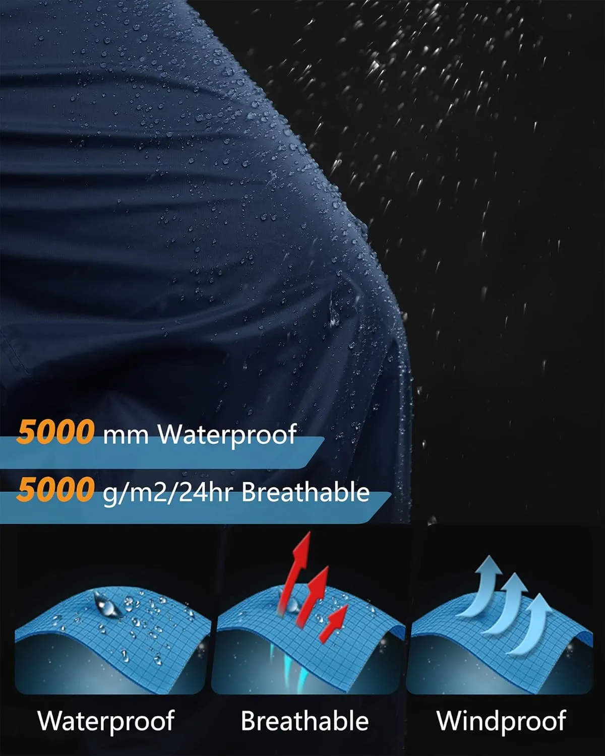 33,000ft Men's Rain Pants, Waterproof Rain Over Pants, Windproof Outdoor Pants for Hiking, Fishing