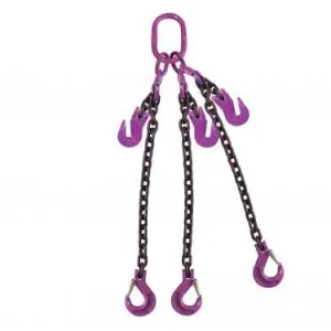 3/4" x 5' - Adjustable 3 Leg Chain Sling w/ Sling Hooks - Grade 100