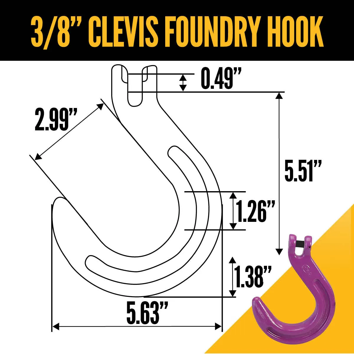 3/8" x 10' - Adjustable 3 Leg Chain Sling w/ Foundry Hooks - Grade 100