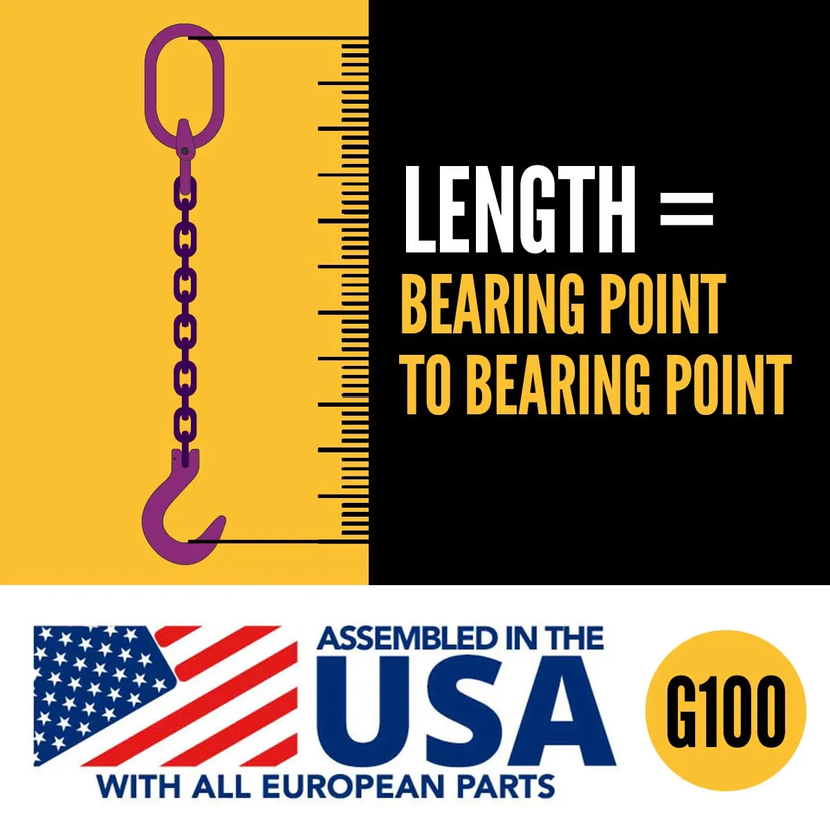 3/8" x 10' - Adjustable 3 Leg Chain Sling w/ Foundry Hooks - Grade 100