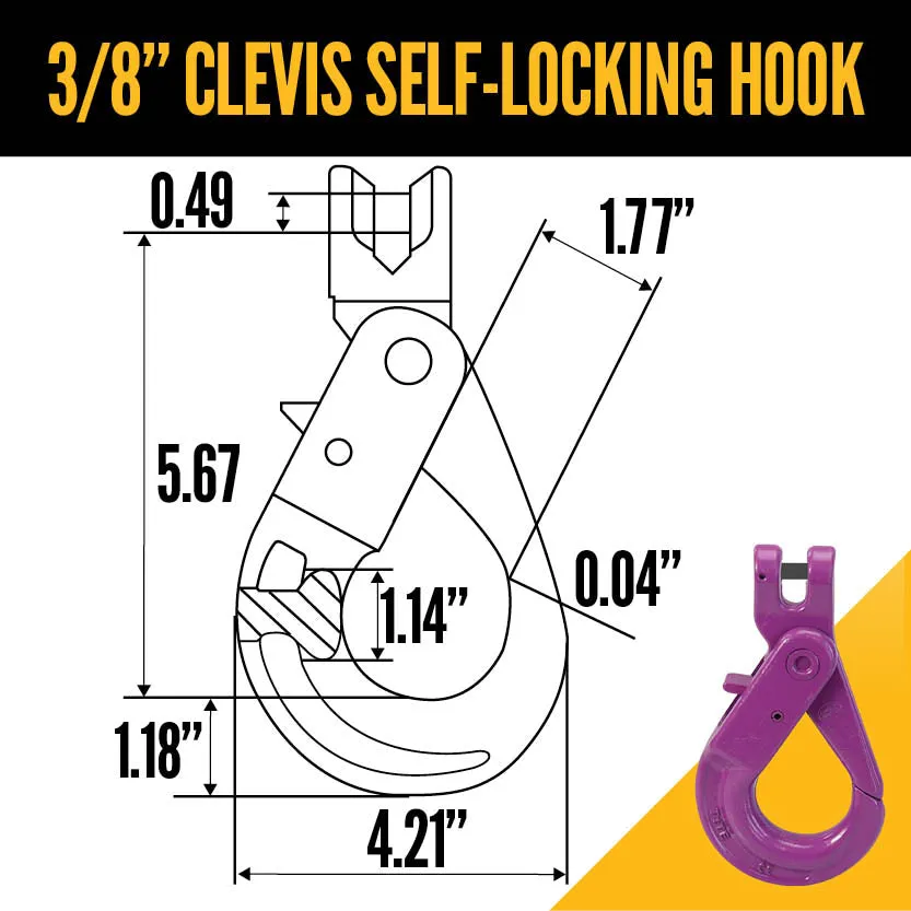 3/8" x 10' - Adjustable 3 Leg Chain Sling w/ Self-Locking Hooks - Grade 100