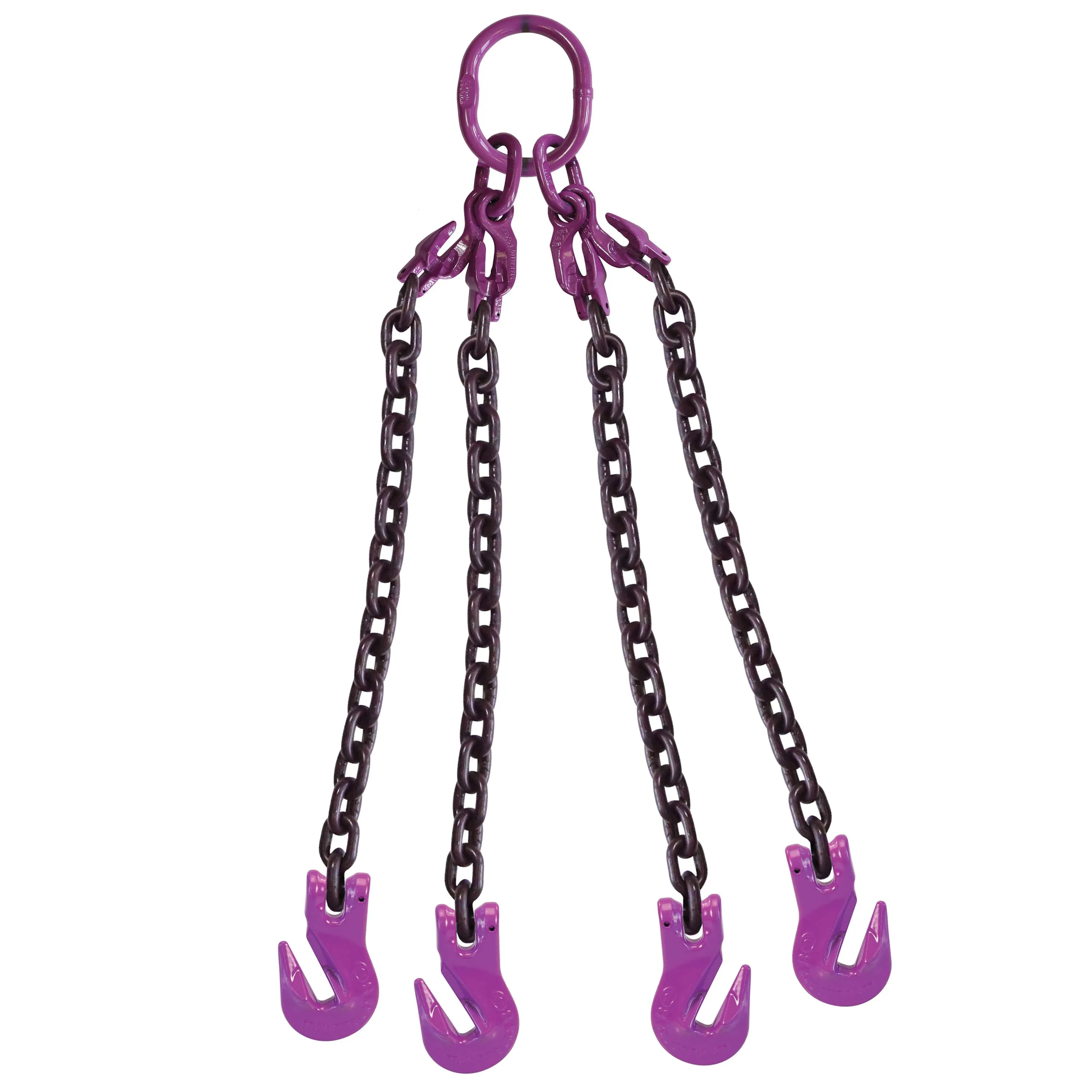 3/8" x 10' - Adjustable 4 Leg Chain Sling w/ Grab Hooks - Grade 100