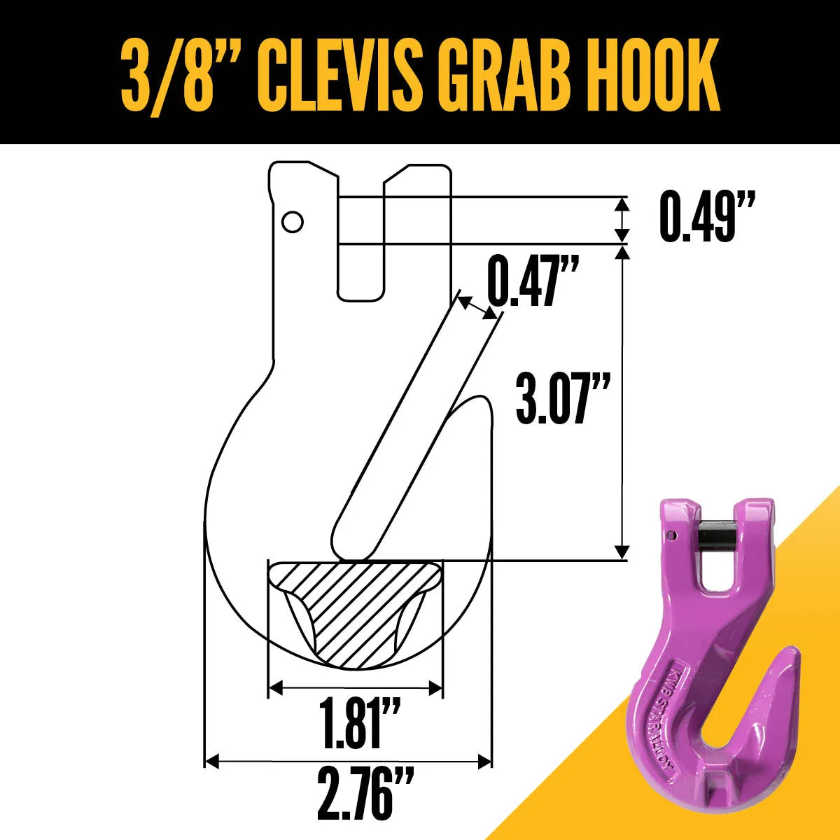 3/8" x 10' - Adjustable 4 Leg Chain Sling w/ Grab Hooks - Grade 100