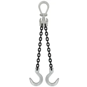 3/8" x 10' - Domestic Adjustable 2 Leg Chain Sling with Crosby Foundry Hooks - Grade 100