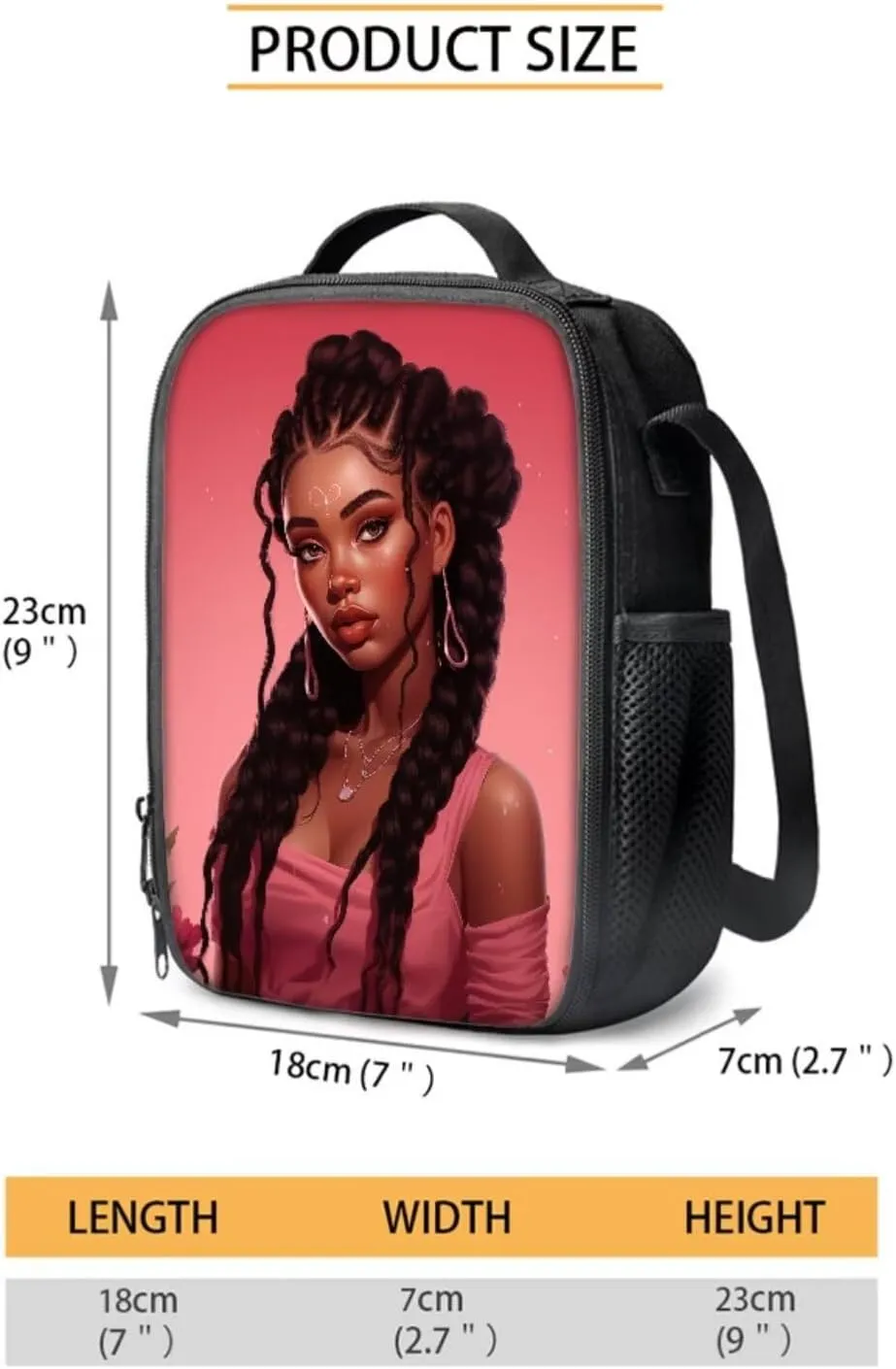 4 PCS African Girls School Bags Set, Women's Pink Hiking Backpack Bookbag Tablet Bag for Laptops Shoulder Crossbody Lunch Bag Pencil Case Water Bottle Holder for Travel Office, Pink