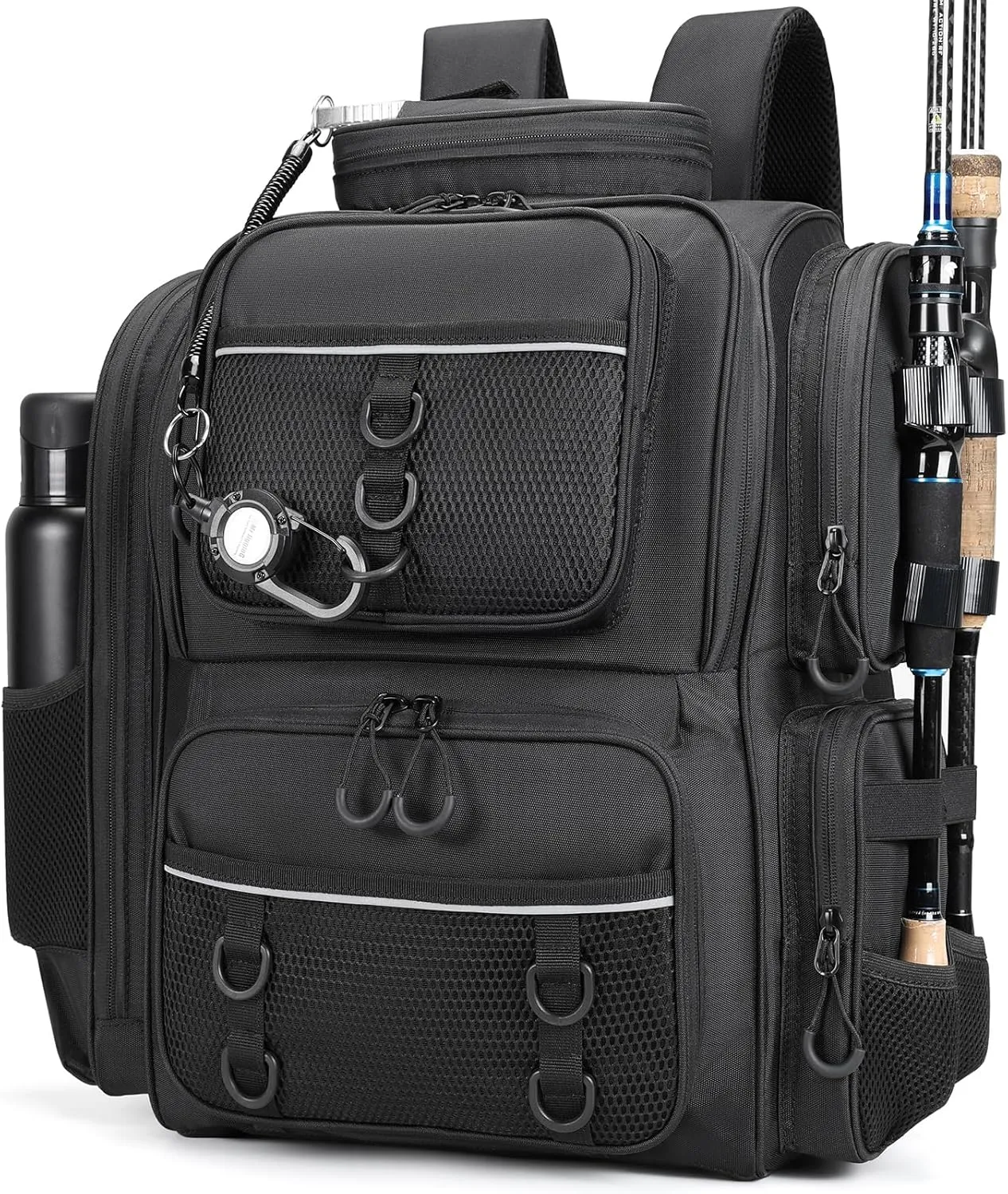 42L Waterproof Fishing Bag with Rod Holder,A Movable Partition and An Insulated Liner, It Is also A Large Lightweight Hiking Backpack
