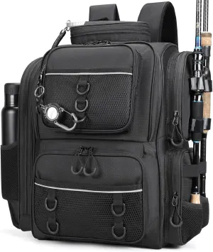 42L Waterproof Fishing Bag with Rod Holder,A Movable Partition and An Insulated Liner, It Is also A Large Lightweight Hiking Backpack