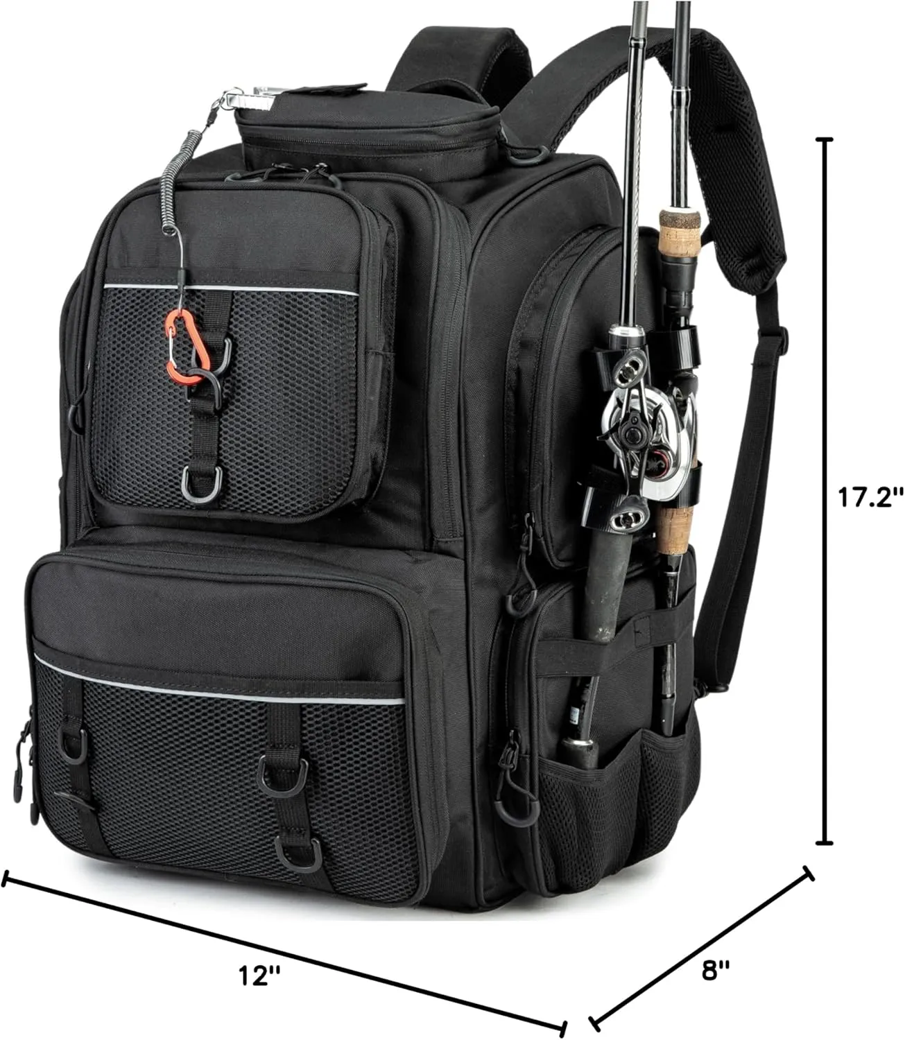 42L Waterproof Fishing Bag with Rod Holder,A Movable Partition and An Insulated Liner, It Is also A Large Lightweight Hiking Backpack