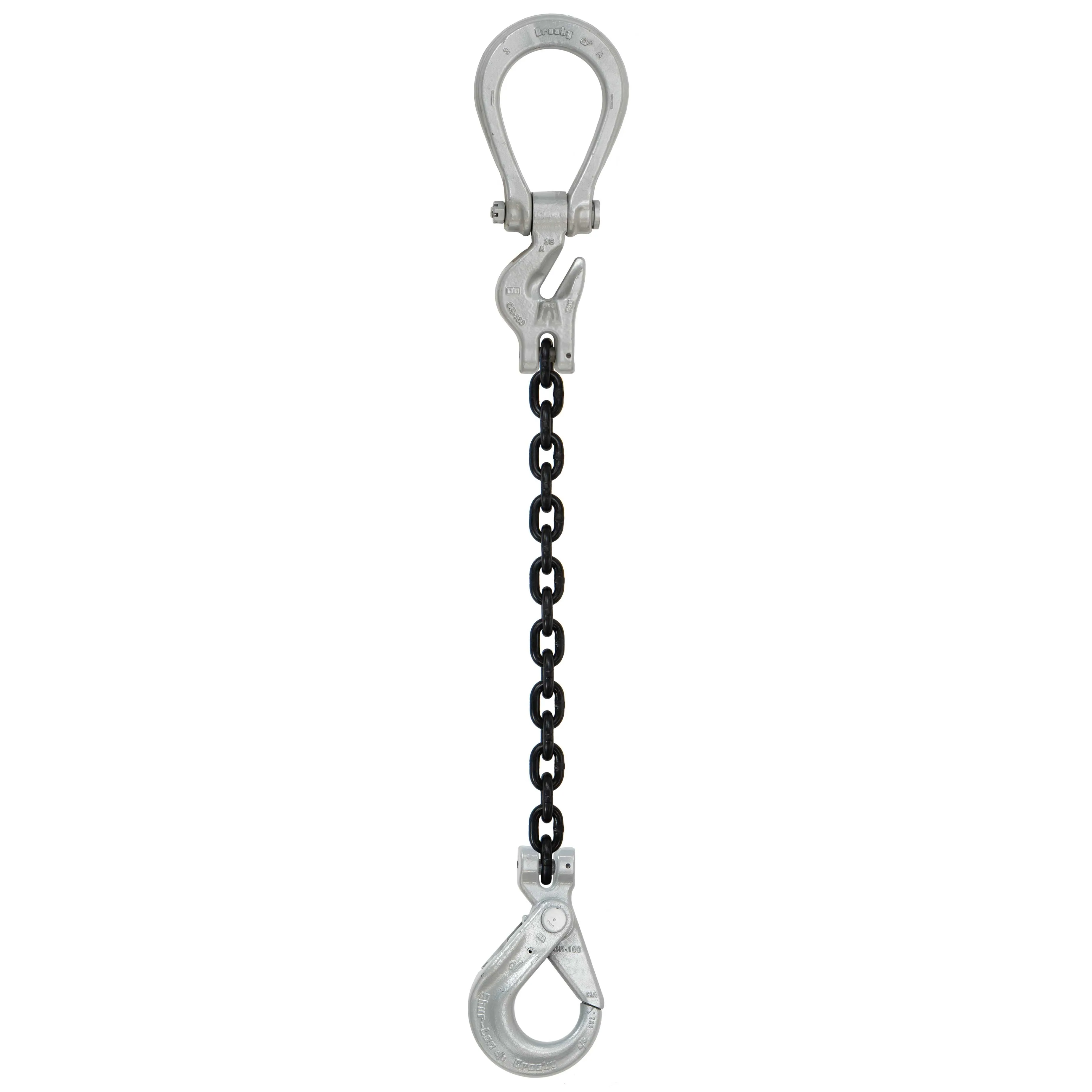 5/16" x 15' - Domestic Adjustable Single Leg Chain Sling with Crosby Self-Locking Hook - Grade 100