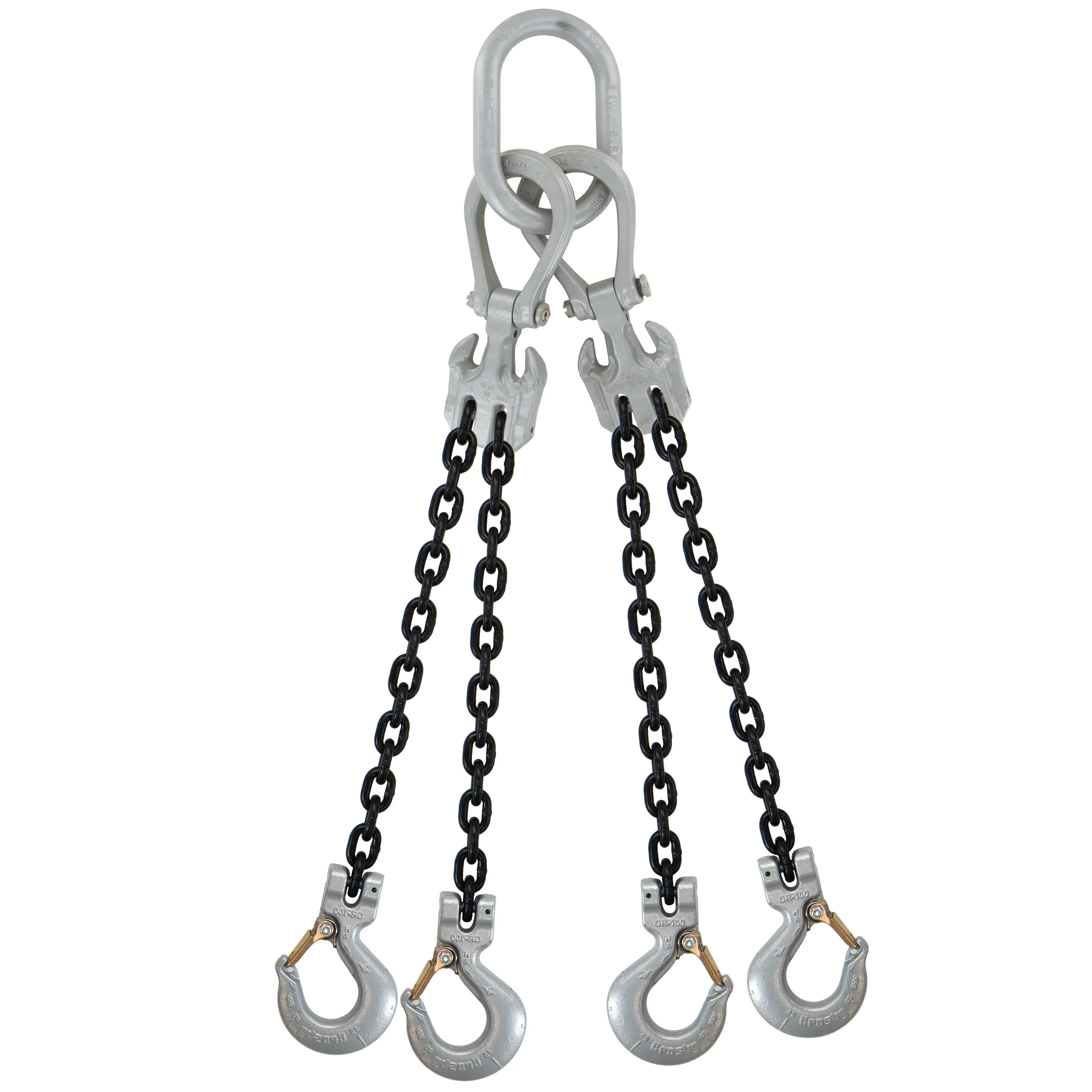 5/16" x 5' - Domestic Adjustable 4 Leg Chain Sling with Crosby Sling Hooks - Grade 100