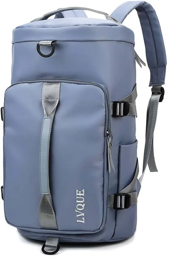 55L Unisex Wet & Dry Separation Gym Bag With Shoes Compartment,Pack Duffel Bag With Hidden Removable Straps.