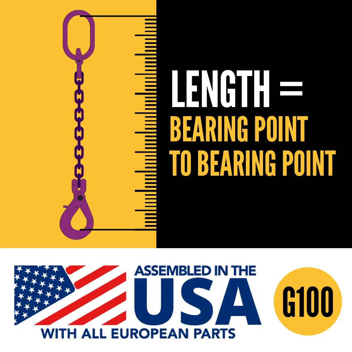 5/8" x 10' - Adjustable Single Leg Chain Sling w/ Self-Locking Hook - Grade 100