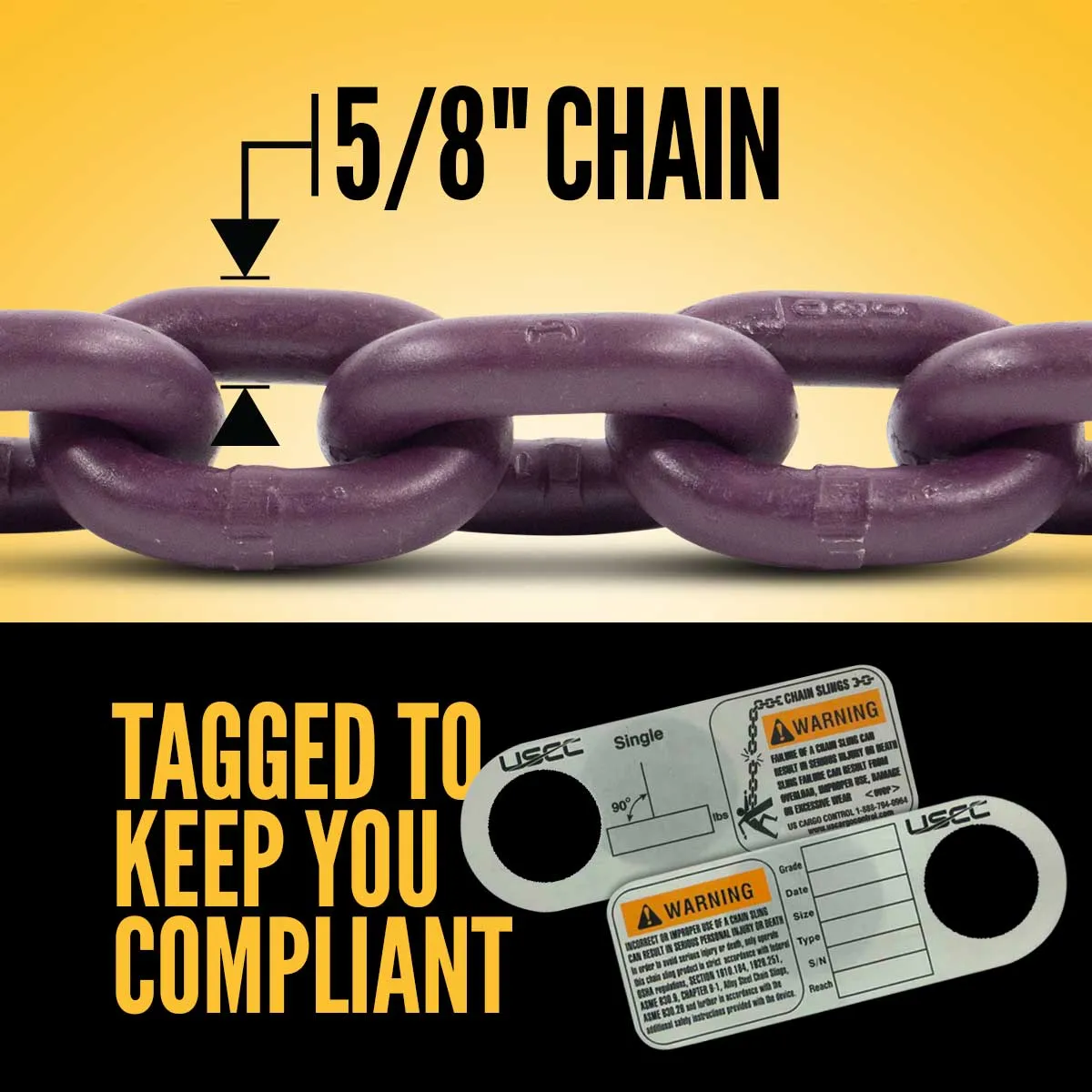 5/8" x 10' - Adjustable Single Leg Chain Sling w/ Self-Locking Hook - Grade 100