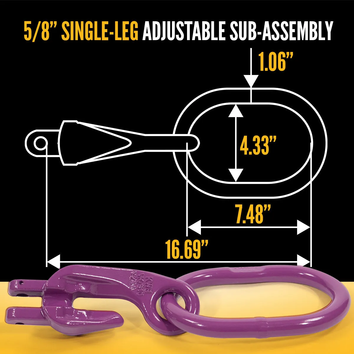 5/8" x 10' - Adjustable Single Leg Chain Sling w/ Self-Locking Hook - Grade 100