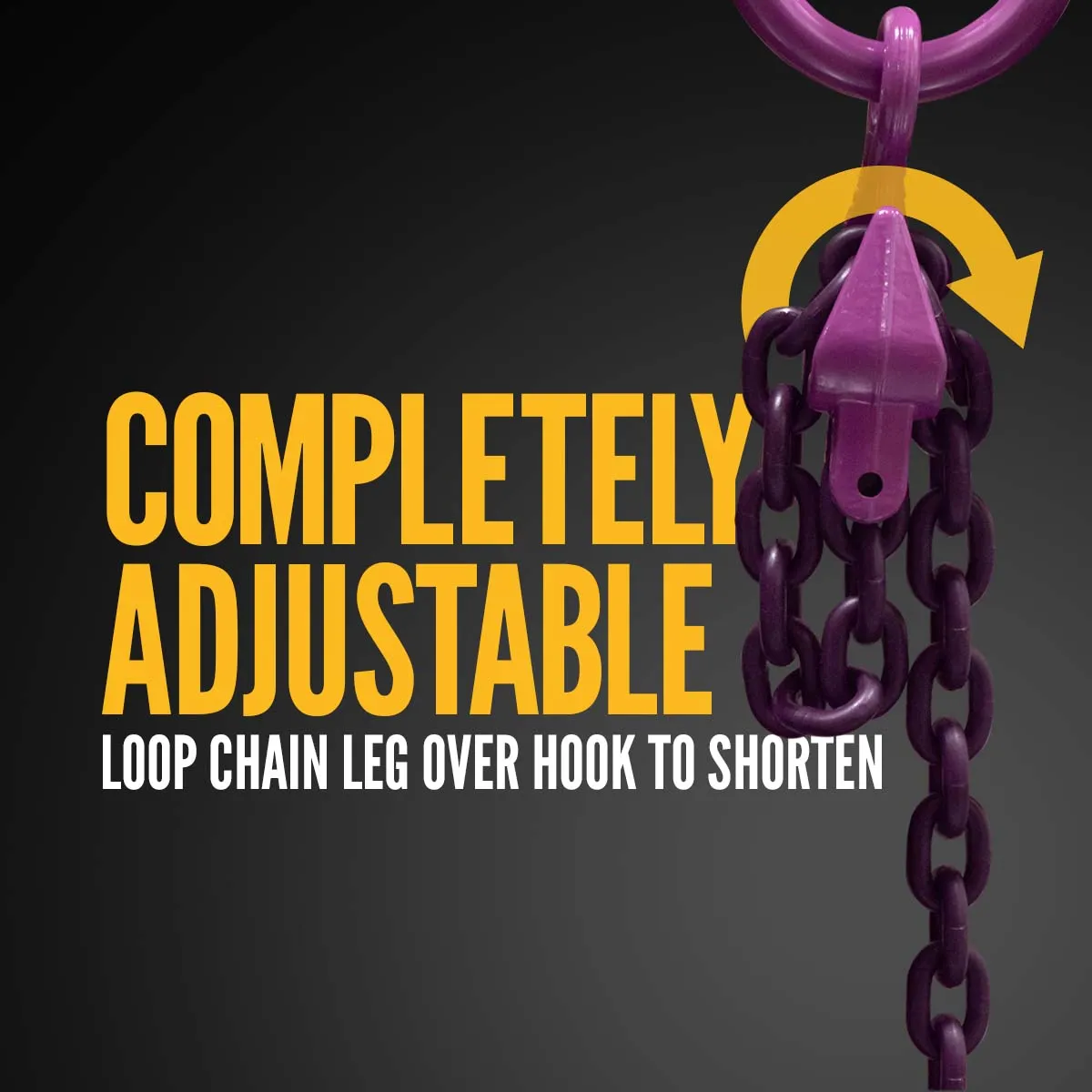 5/8" x 10' - Adjustable Single Leg Chain Sling w/ Self-Locking Hook - Grade 100