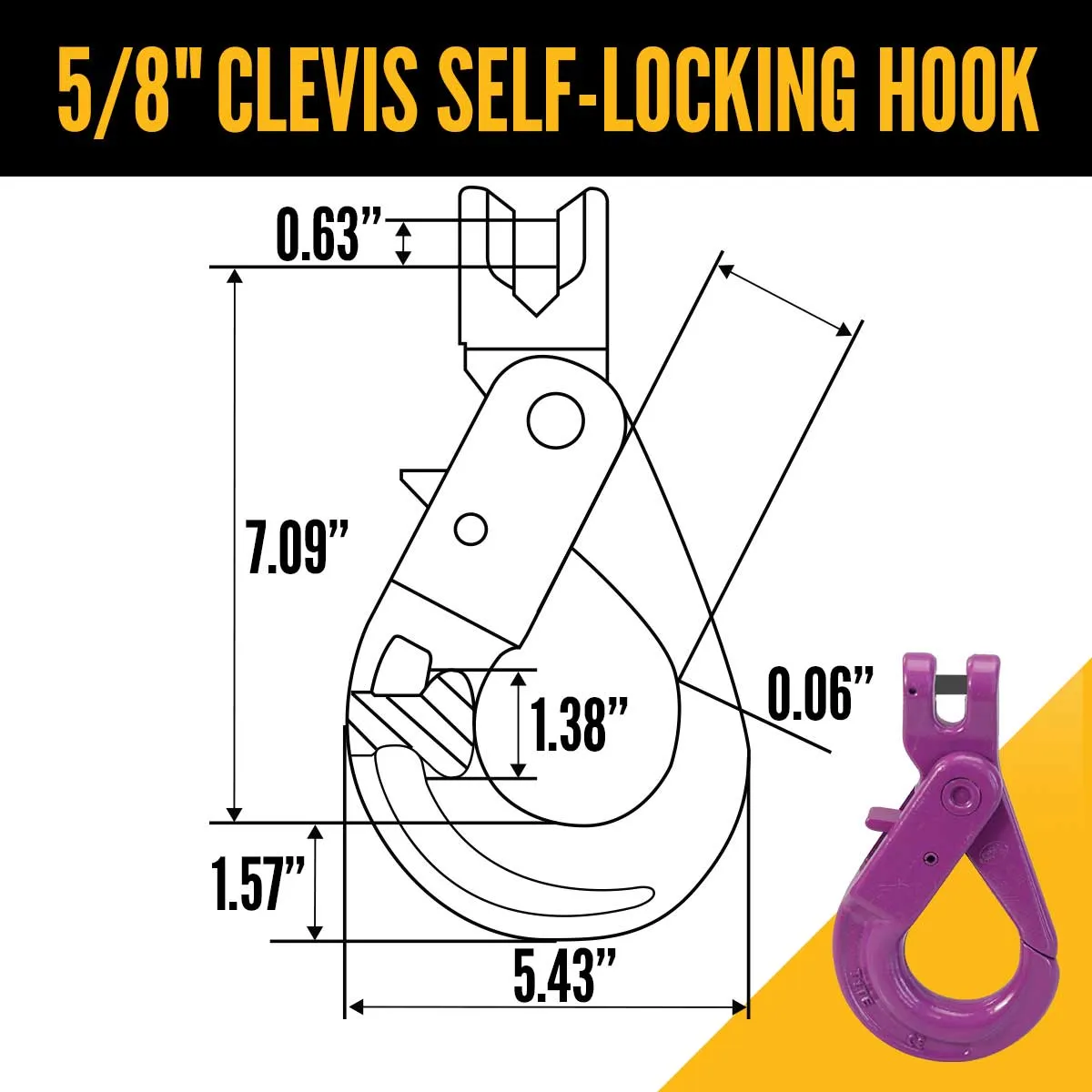 5/8" x 10' - Adjustable Single Leg Chain Sling w/ Self-Locking Hook - Grade 100