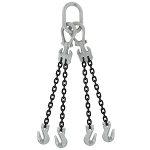 5/8" x 10' - Domestic Adjustable 4 Leg Chain Sling with Crosby Grab Hooks - Grade 100
