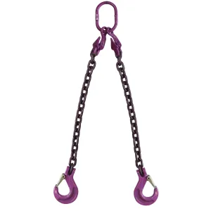 5/8" x 15' - Adjustable 2 Leg Chain Sling w/ Sling Hooks - Grade 100