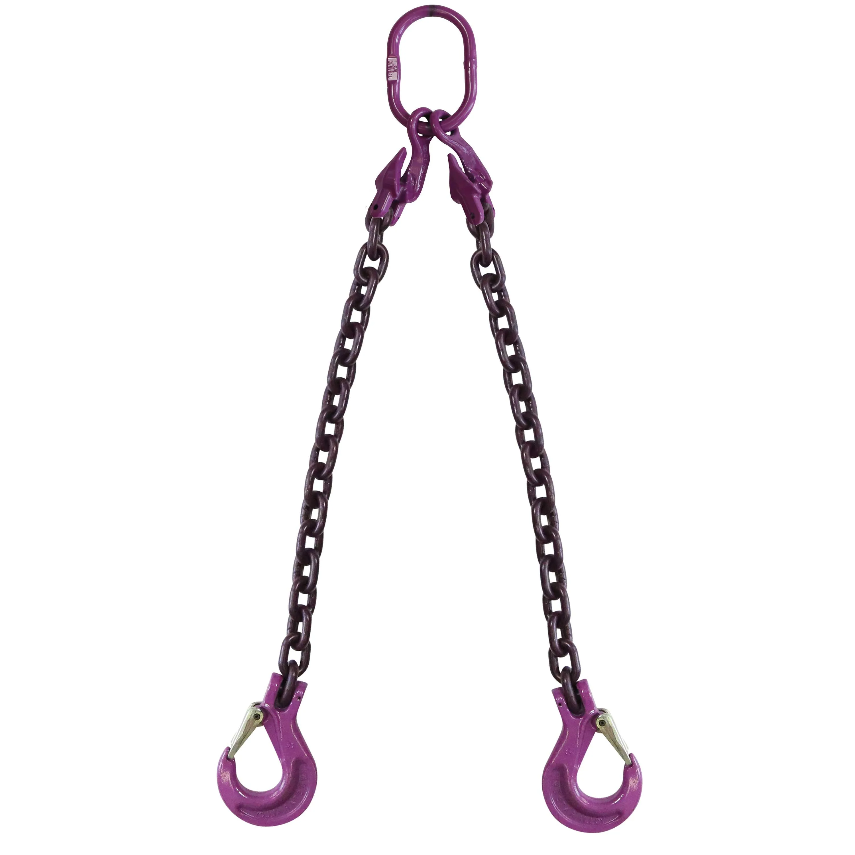 5/8" x 15' - Adjustable 2 Leg Chain Sling w/ Sling Hooks - Grade 100