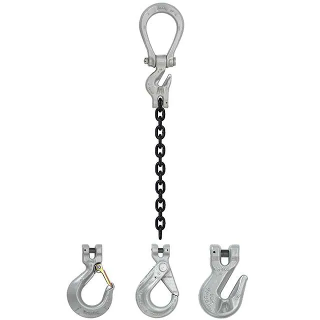 5/8" x 15' - Domestic Adjustable Single Leg Chain Sling with Crosby Grab Hook - Grade 100