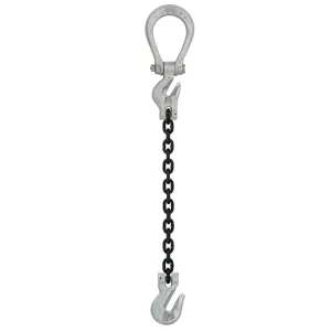 5/8" x 15' - Domestic Adjustable Single Leg Chain Sling with Crosby Grab Hook - Grade 100