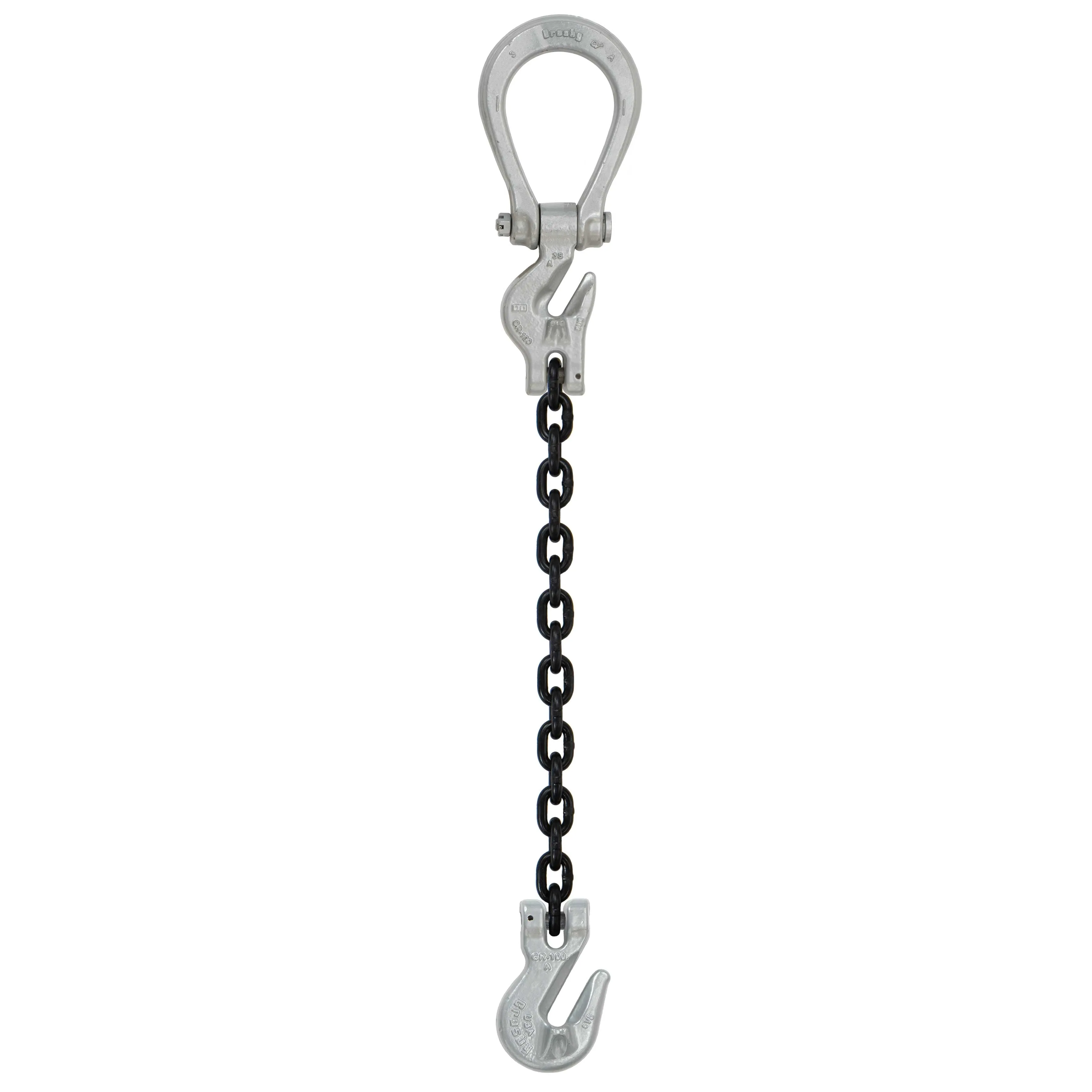 5/8" x 15' - Domestic Adjustable Single Leg Chain Sling with Crosby Grab Hook - Grade 100