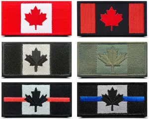 6 Pcs Bundle Tactical Canada Flag Patch Canadian Maple Leaf Patch Embroidery Uniform Emblem Patches with Hook and Loop Fastener for Backpacks Caps Hats Jackets Coats Clothes