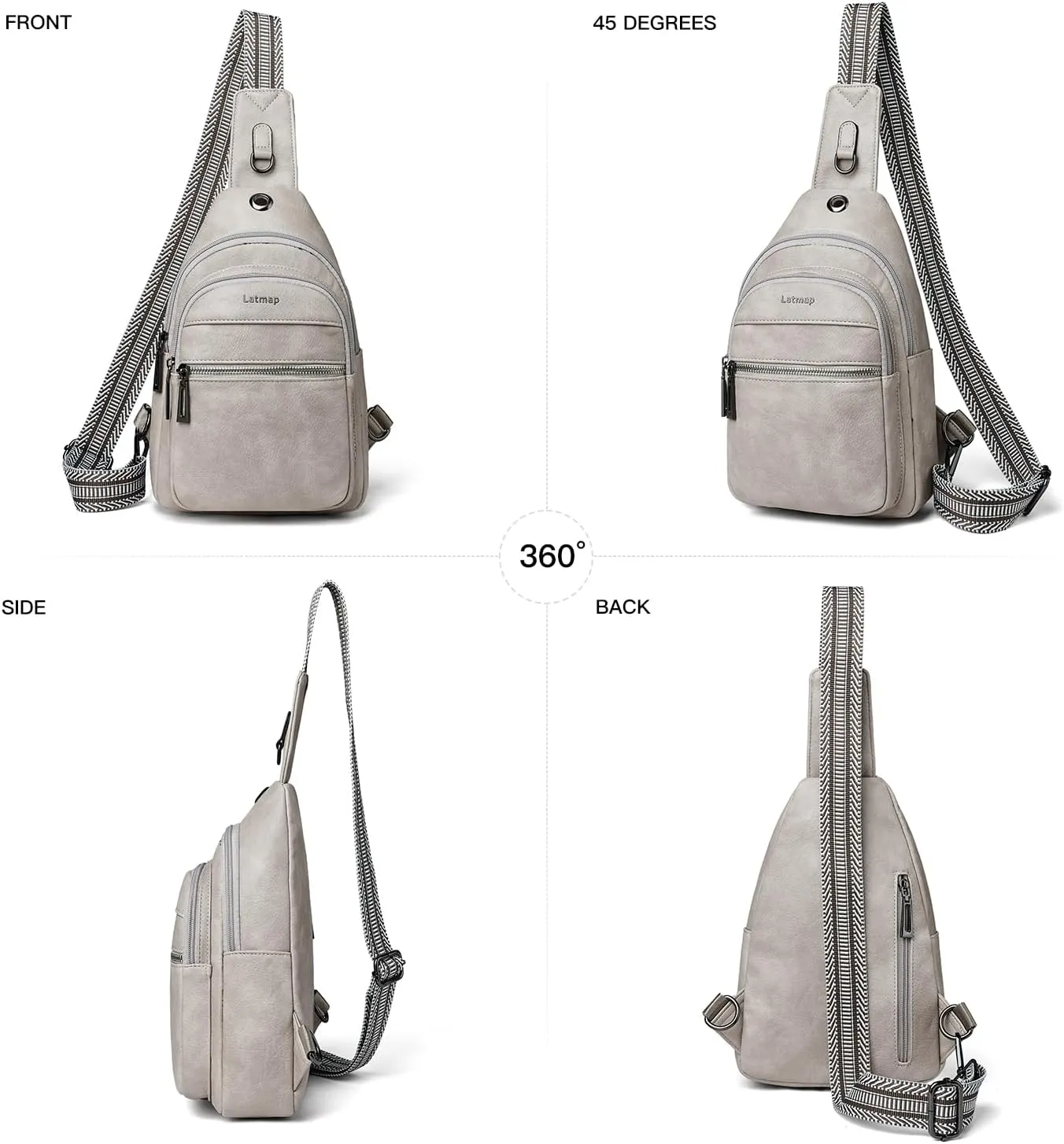 7L Sling Bag For Women Men Crossbody Shoulder Tote Blet Bags Backpack Fanny Pack Travel Purse Faux Leather