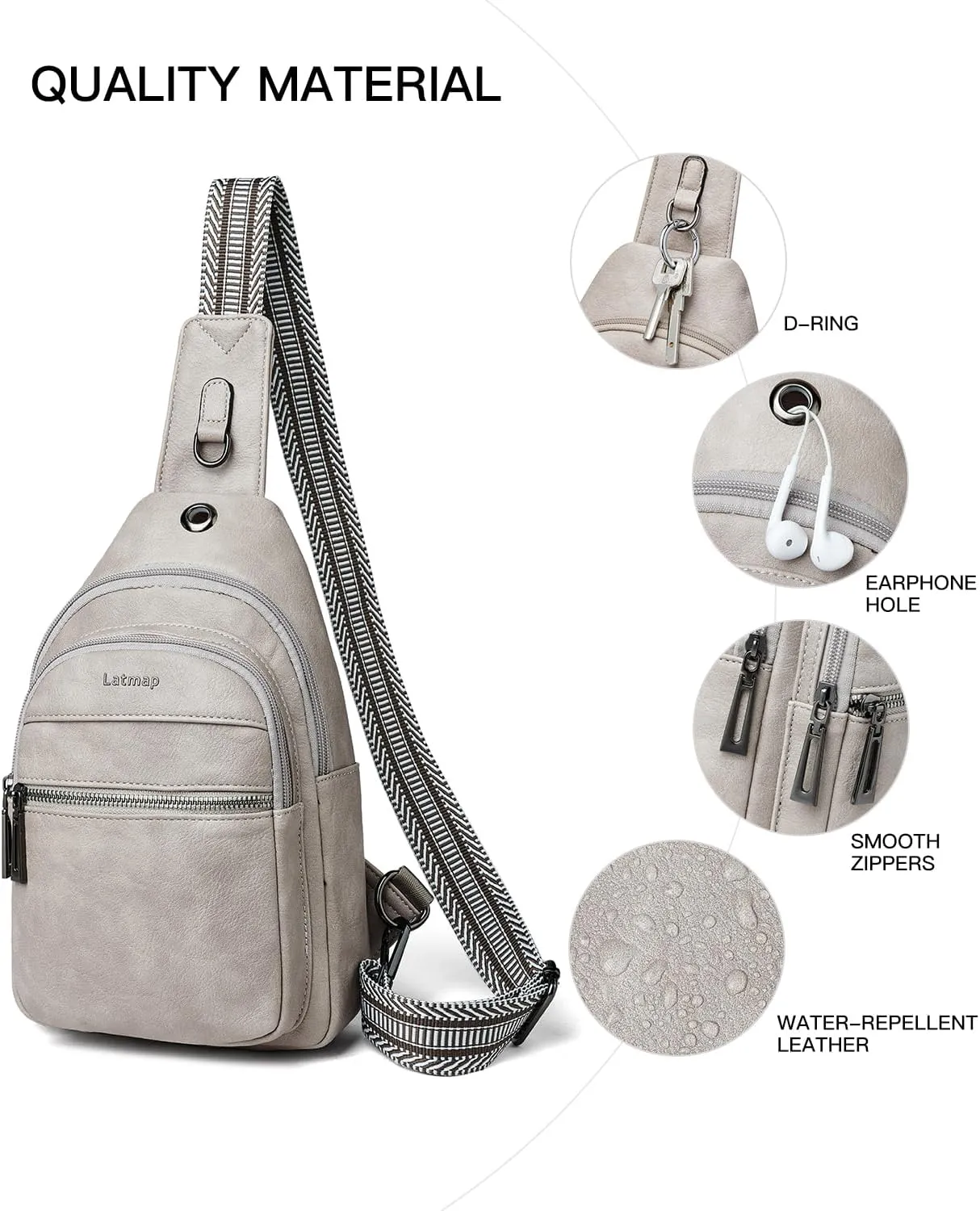 7L Sling Bag For Women Men Crossbody Shoulder Tote Blet Bags Backpack Fanny Pack Travel Purse Faux Leather