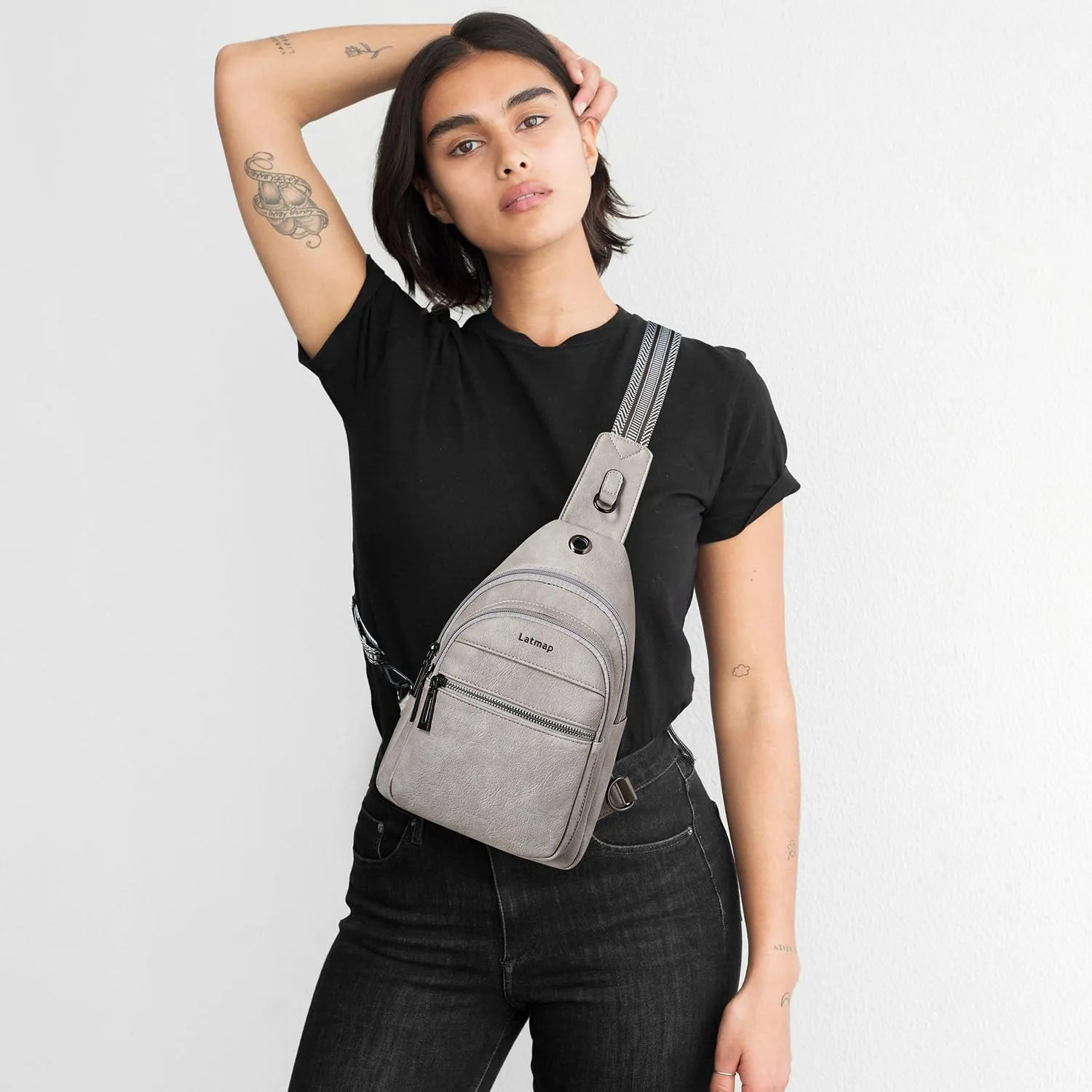 7L Sling Bag For Women Men Crossbody Shoulder Tote Blet Bags Backpack Fanny Pack Travel Purse Faux Leather